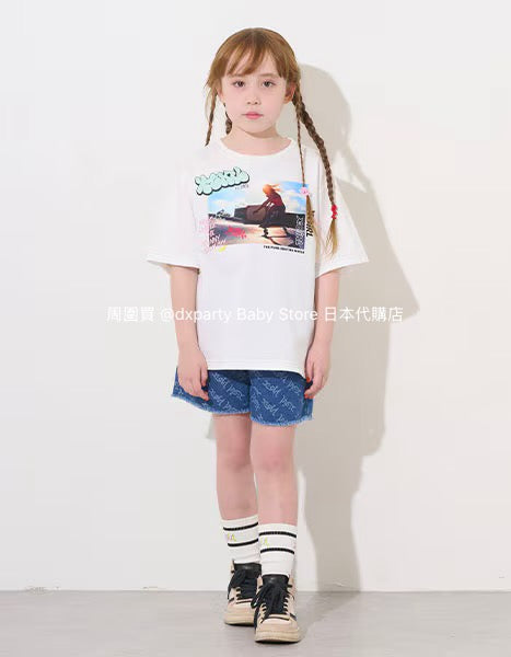 Japanese children's clothing X-girl Stages skateboard girl photo print top 80-140cm girls summer TOPS