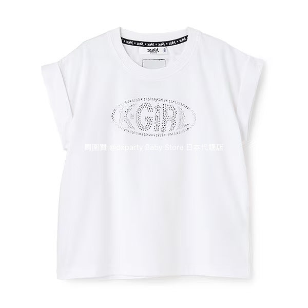 Japanese children's clothing X-girl Stages rhinestone print top 90-140cm girls summer TOPS