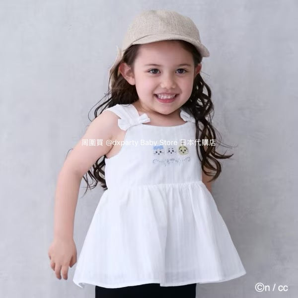 Japanese children's clothing pe#main x Chiikawa ちいかわ embroidered ruffle top 90-130cm girls summer TOPS