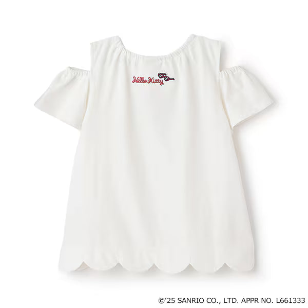 Japanese children's clothing pe#main x Sanrio Sunburn series contact cool off-shoulder lace top 80-130cm girls summer TOPS