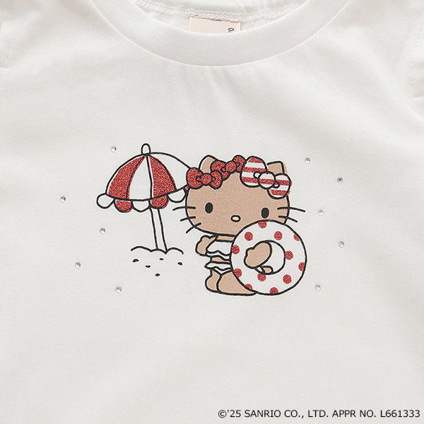 Japanese children's clothing pe#main x Sanrio Sunburn series contact cool off-shoulder lace top 80-130cm girls summer TOPS