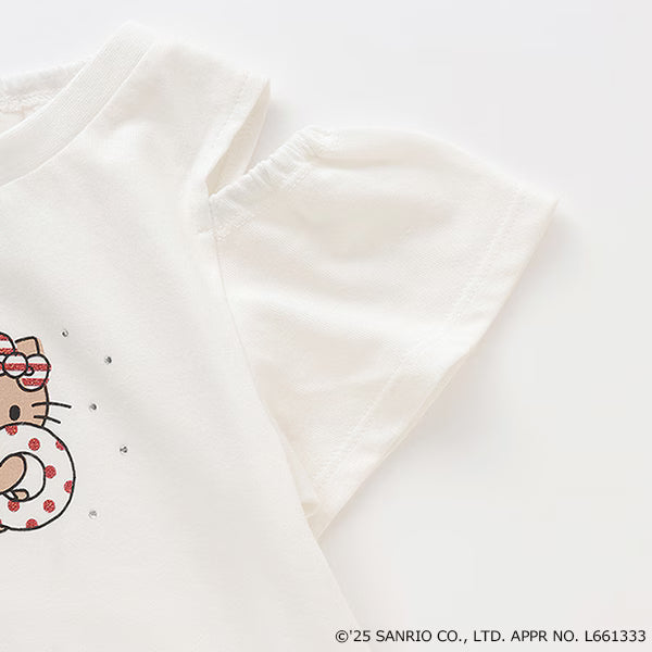 Japanese children's clothing pe#main x Sanrio Sunburn series contact cool off-shoulder lace top 80-130cm girls summer TOPS