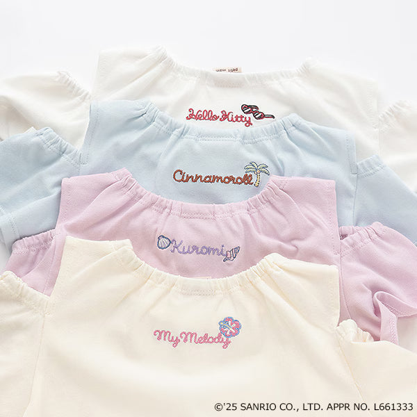 Japanese children's clothing pe#main x Sanrio Sunburn series contact cool off-shoulder lace top 80-130cm girls summer TOPS