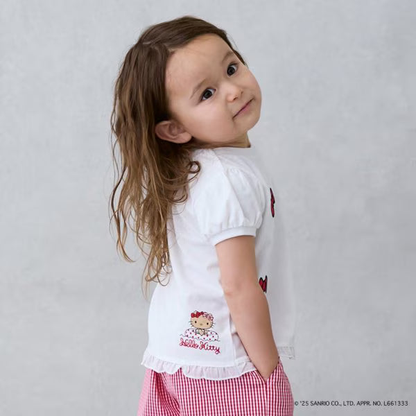 Japanese children's clothing pe#main x Sanrio Sun-burned series printed top 80-130cm girls summer TOPS