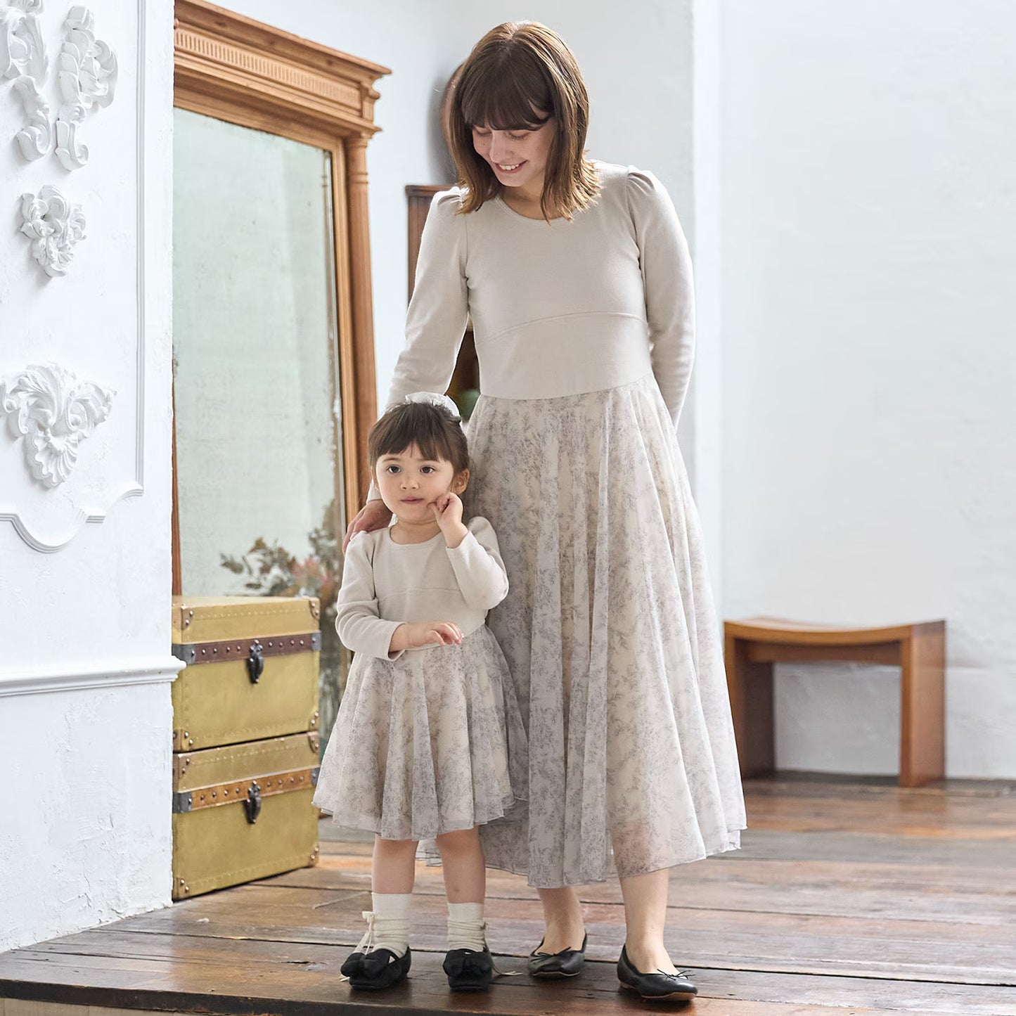 日本童裝 pe#main 薄紗連身裙 80-130cm 親子裝 女童款 秋季 DRESSES