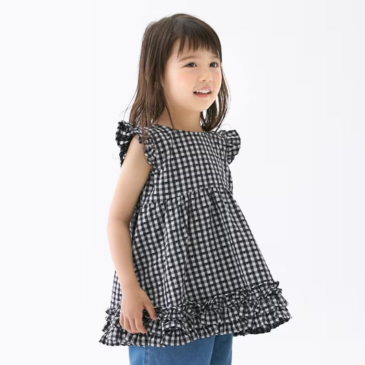 日本童裝 pe#main 心形格子上衣 80-130cm 女童款 夏季 TOPS