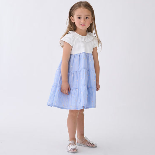 日本童裝 pe#main 心形刺繡拼接連身裙 80-130cm 女童款 夏季 DRESSES