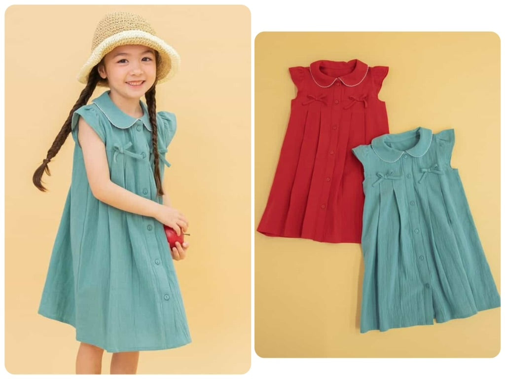 Japanese children's clothing BREEZE bow dress 90-140cm girls summer dresses