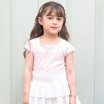 Japanese children's clothing Ly# mine floral top 100-150cm girls summer TOPS