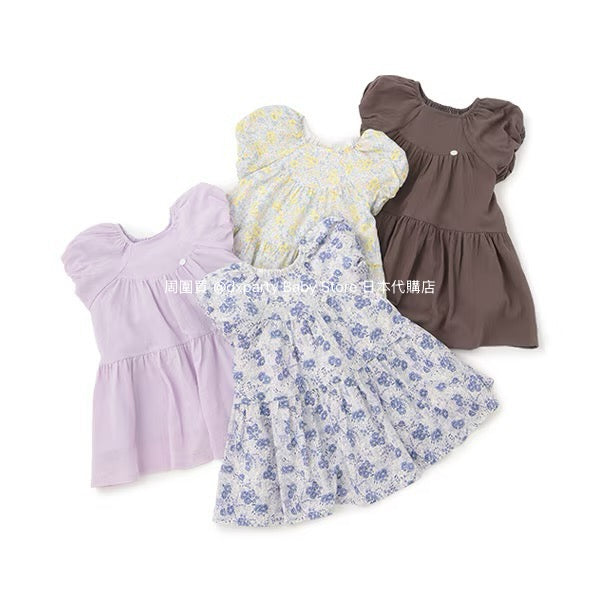 Japanese children's clothing pe#main cool-to-touch, quick-drying lantern-sleeve dress (80-130cm) for girls (summer dresses)