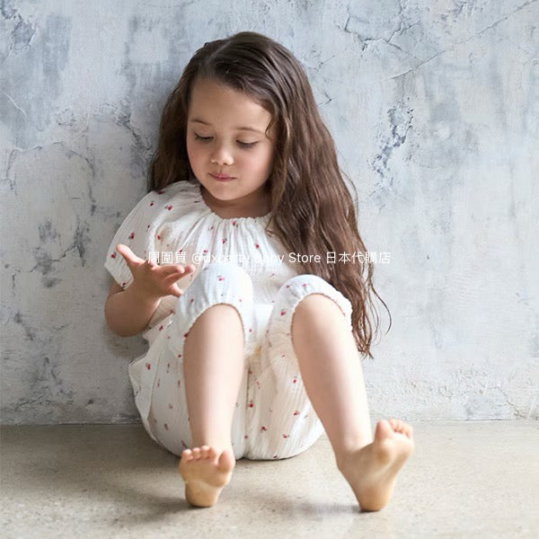 Japanese children's clothing pe#main puff sleeve double gauze pajamas 80-130cm girls' summer pajamas series