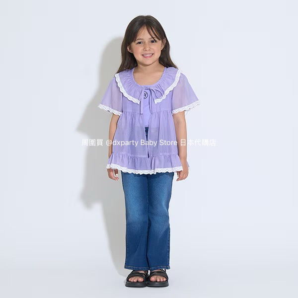 Japanese children's clothing Ly# mine chiffon coat shirt 100-150cm girls summer TOPS OUTERWEAR