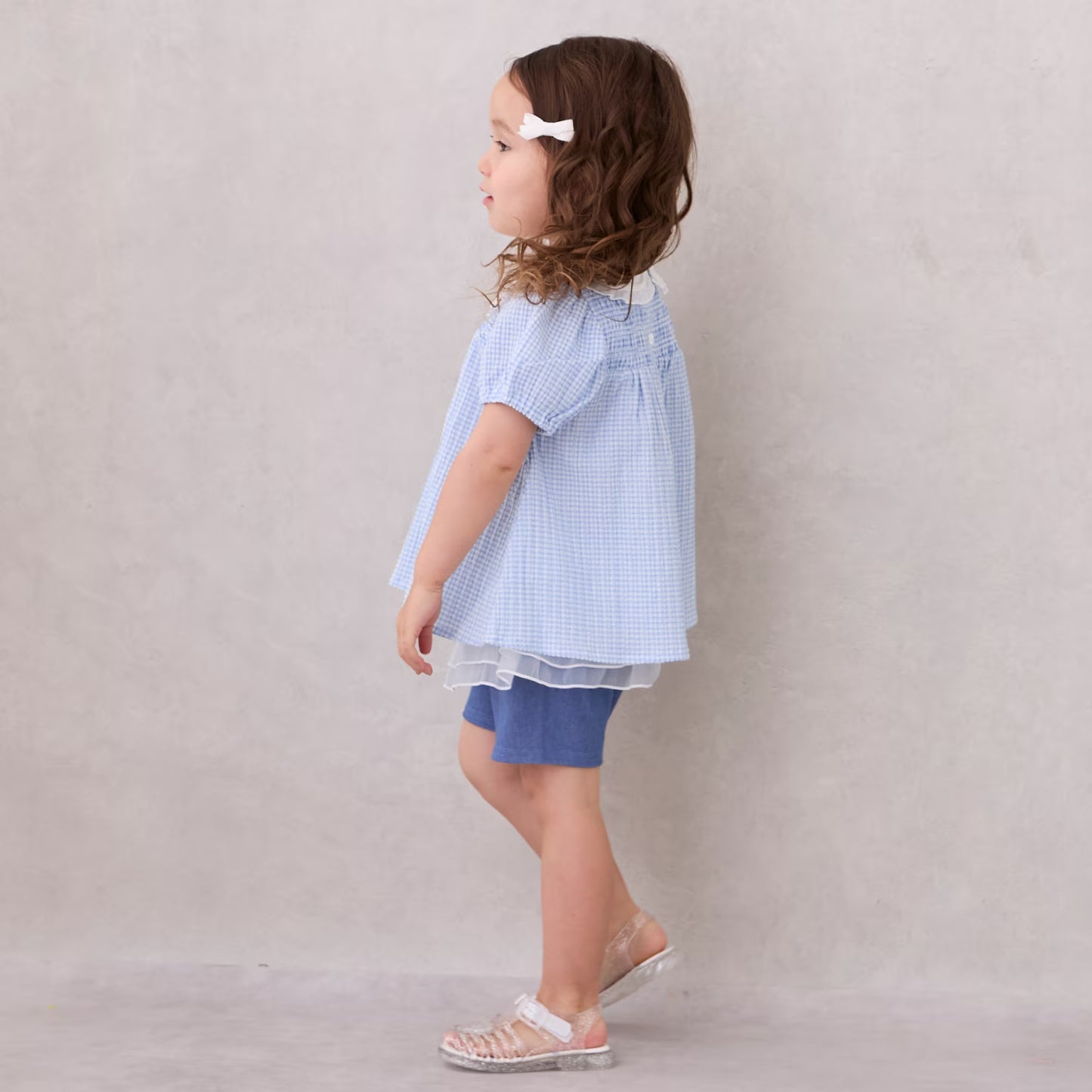 Japanese children's clothing pe#main heart-shaped embroidered collar top 80-130cm girls summer TOPS