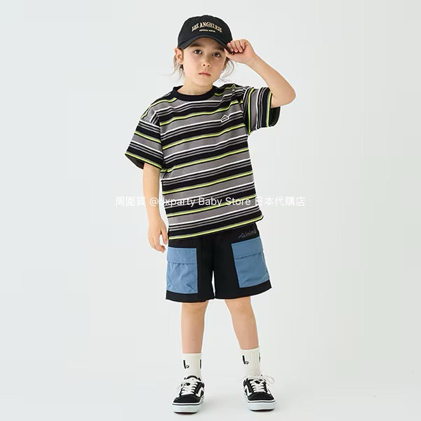 Japanese children's clothing mini#ML striped top 90-140cm boys/girls summer TOPS