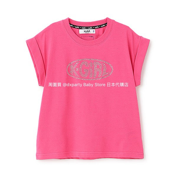 Japanese children's clothing X-girl Stages rhinestone print top 90-140cm girls summer TOPS