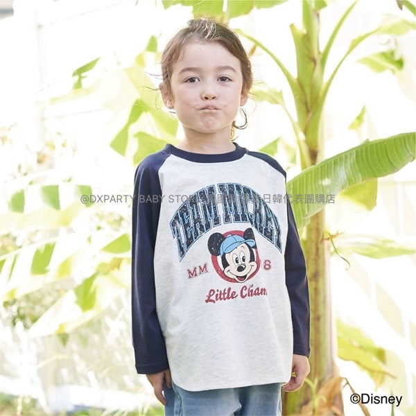日本童裝 b・R# x Disney 【不會變形的柔軟棉花質地】長袖上衣 100-150cm 男童款 春季 TOPS