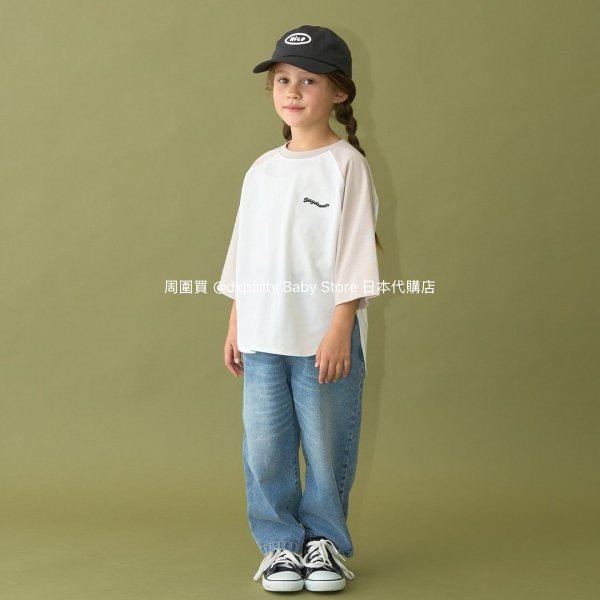 Japanese children's clothing b・R# water-absorbing quick-drying series cool to the touch color-blocked three-quarter sleeve top 100-150cm boys/girls spring and summer TOPS