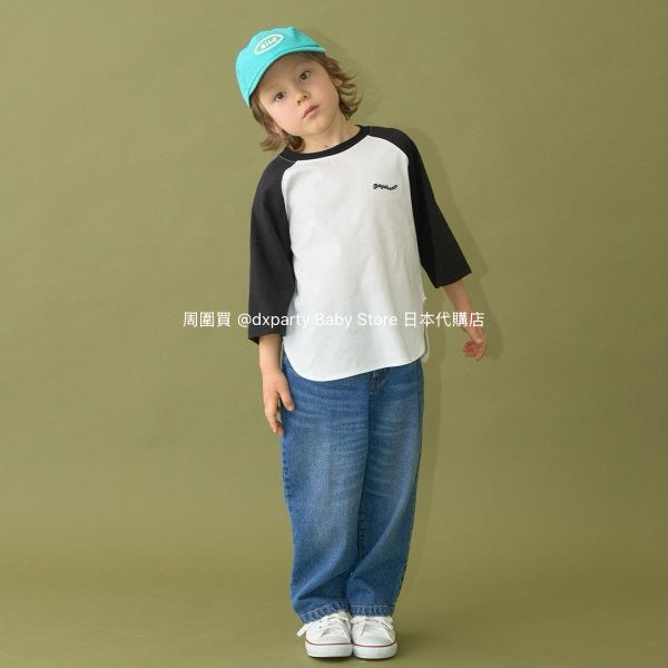Japanese children's clothing b・R# water-absorbing quick-drying series cool to the touch color-blocked three-quarter sleeve top 100-150cm boys/girls spring and summer TOPS