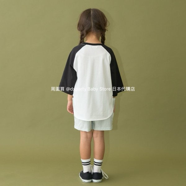 Japanese children's clothing b・R# water-absorbing quick-drying series cool to the touch color-blocked three-quarter sleeve top 100-150cm boys/girls spring and summer TOPS