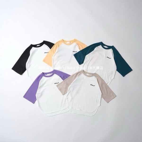 Japanese children's clothing b・R# water-absorbing quick-drying series cool to the touch color-blocked three-quarter sleeve top 100-150cm boys/girls spring and summer TOPS
