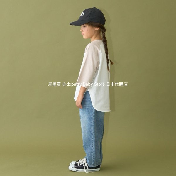Japanese children's clothing b・R# water-absorbing quick-drying series cool to the touch color-blocked three-quarter sleeve top 100-150cm boys/girls spring and summer TOPS