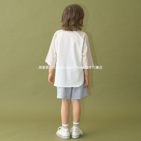 Japanese children's clothing b・R# water-absorbing quick-drying series cool to the touch color-blocked three-quarter sleeve top 100-150cm boys/girls spring and summer TOPS