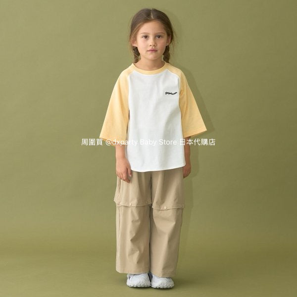 Japanese children's clothing b・R# water-absorbing quick-drying series cool to the touch color-blocked three-quarter sleeve top 100-150cm boys/girls spring and summer TOPS