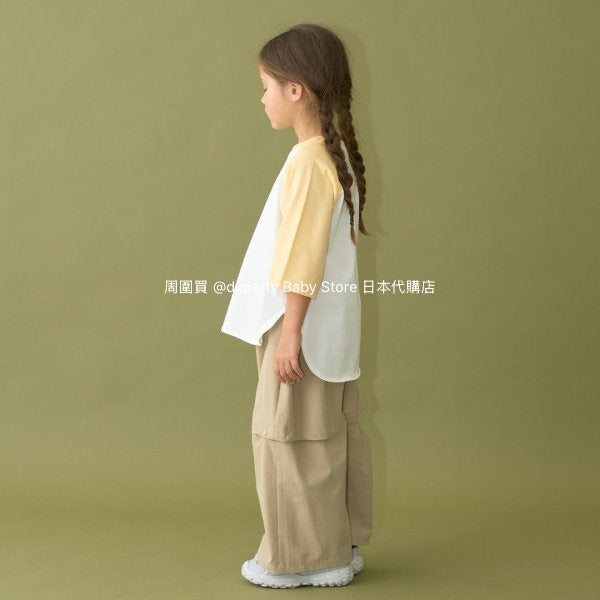 Japanese children's clothing b・R# water-absorbing quick-drying series cool to the touch color-blocked three-quarter sleeve top 100-150cm boys/girls spring and summer TOPS