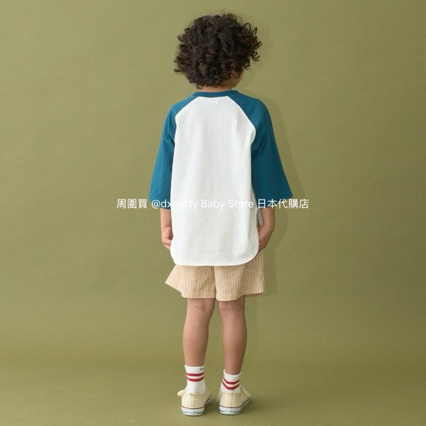Japanese children's clothing b・R# water-absorbing quick-drying series cool to the touch color-blocked three-quarter sleeve top 100-150cm boys/girls spring and summer TOPS