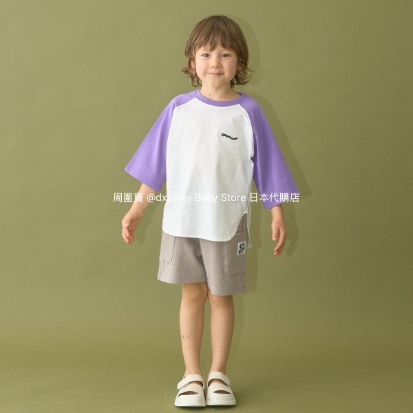 Japanese children's clothing b・R# water-absorbing quick-drying series cool to the touch color-blocked three-quarter sleeve top 100-150cm boys/girls spring and summer TOPS