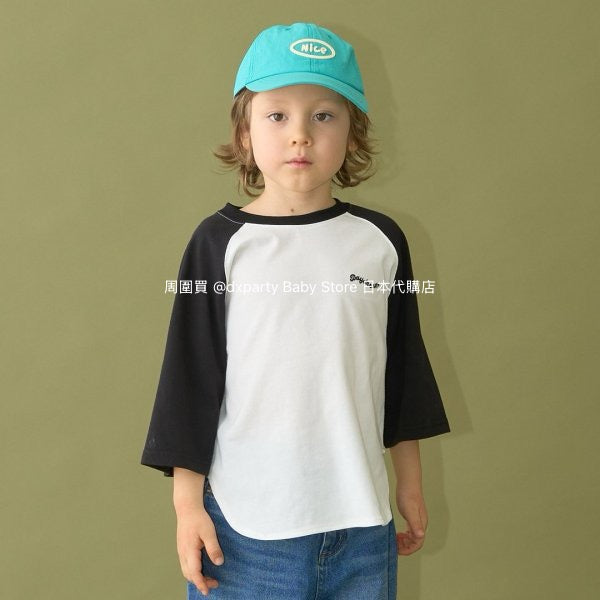 Japanese children's clothing b・R# water-absorbing quick-drying series cool to the touch color-blocked three-quarter sleeve top 100-150cm boys/girls spring and summer TOPS