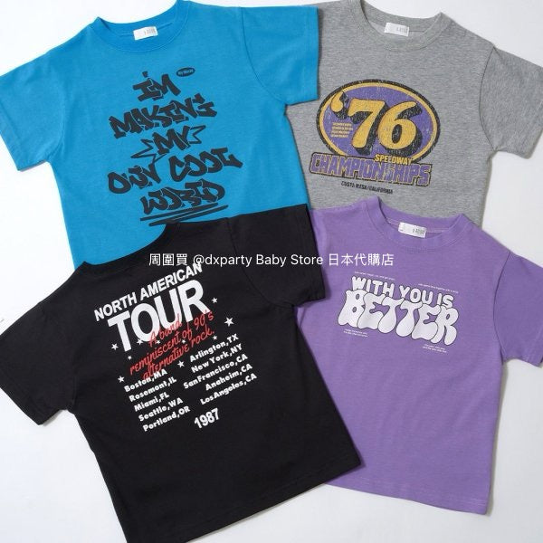 Japanese children's clothing b・R# water-absorbing quick-drying series touch cool letter print short-sleeved top 100-150cm boys/girls spring and summer TOPS