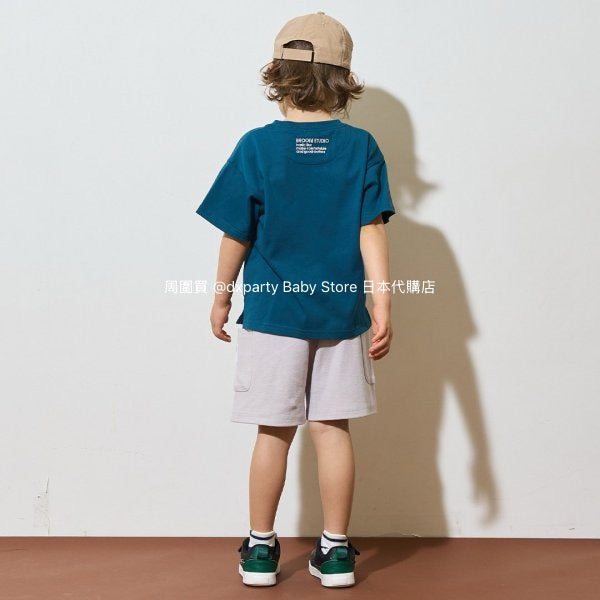 Japanese children's clothing b・R# water-absorbing quick-drying series touch cool solid color pocket short-sleeved top 100-150cm boys/girls spring and summer TOPS