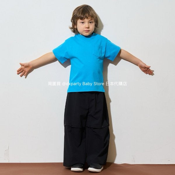 Japanese children's clothing b・R# water-absorbing quick-drying series touch cool solid color pocket short-sleeved top 100-150cm boys/girls spring and summer TOPS