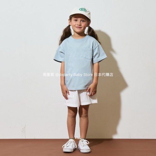 Japanese children's clothing b・R# water-absorbing quick-drying series touch cool solid color pocket short-sleeved top 100-150cm boys/girls spring and summer TOPS