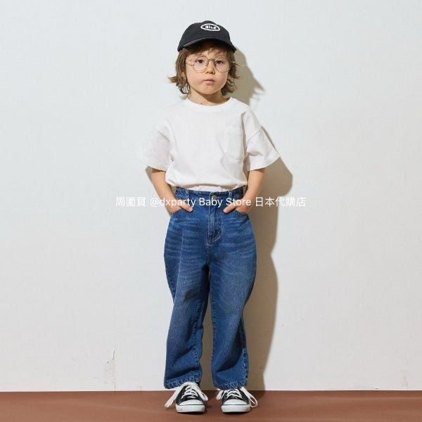 Japanese children's clothing b・R# water-absorbing quick-drying series touch cool solid color pocket short-sleeved top 100-150cm boys/girls spring and summer TOPS