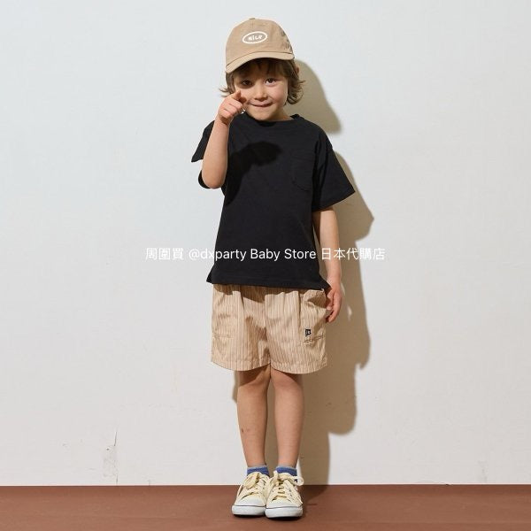 Japanese children's clothing b・R# water-absorbing quick-drying series touch cool solid color pocket short-sleeved top 100-150cm boys/girls spring and summer TOPS