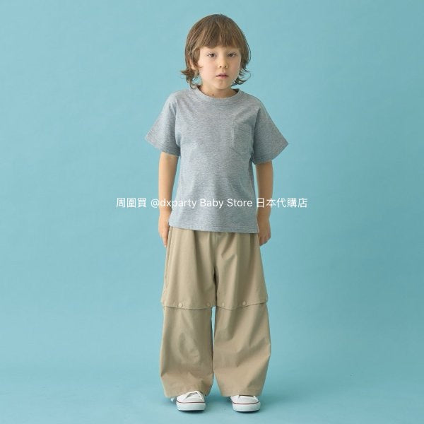 Japanese children's clothing b・R# water-absorbing quick-drying series touch cool solid color pocket short-sleeved top 100-150cm boys/girls spring and summer TOPS