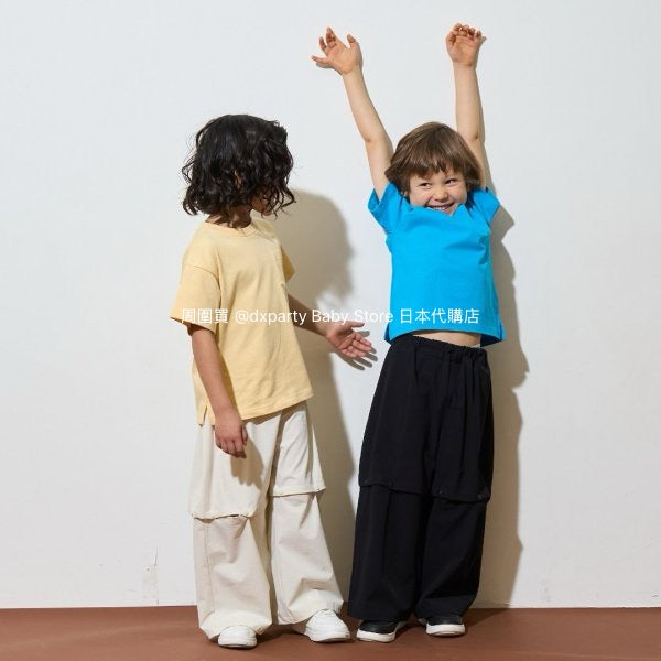 Japanese children's clothing b・R# water-absorbing quick-drying series touch cool solid color pocket short-sleeved top 100-150cm boys/girls spring and summer TOPS