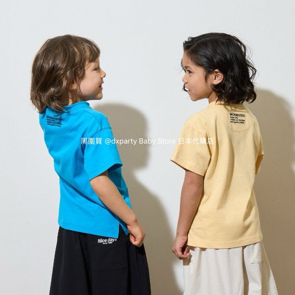 Japanese children's clothing b・R# water-absorbing quick-drying series touch cool solid color pocket short-sleeved top 100-150cm boys/girls spring and summer TOPS