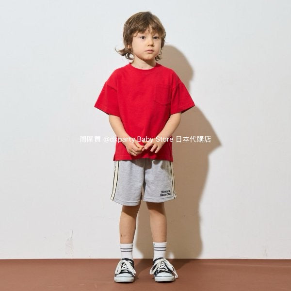 Japanese children's clothing b・R# water-absorbing quick-drying series touch cool solid color pocket short-sleeved top 100-150cm boys/girls spring and summer TOPS