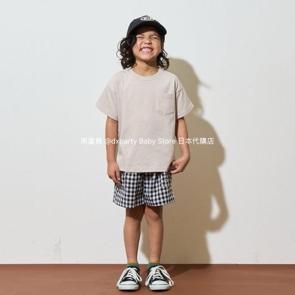 Japanese children's clothing b・R# water-absorbing quick-drying series touch cool solid color pocket short-sleeved top 100-150cm boys/girls spring and summer TOPS