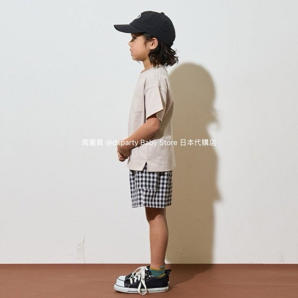Japanese children's clothing b・R# water-absorbing quick-drying series touch cool solid color pocket short-sleeved top 100-150cm boys/girls spring and summer TOPS