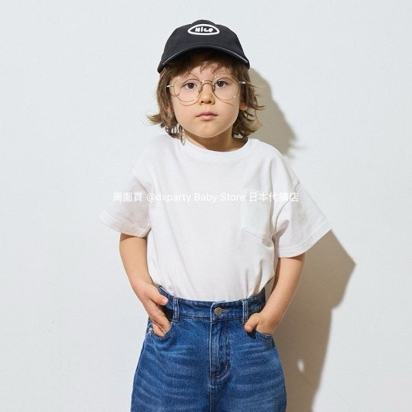 Japanese children's clothing b・R# water-absorbing quick-drying series touch cool solid color pocket short-sleeved top 100-150cm boys/girls spring and summer TOPS