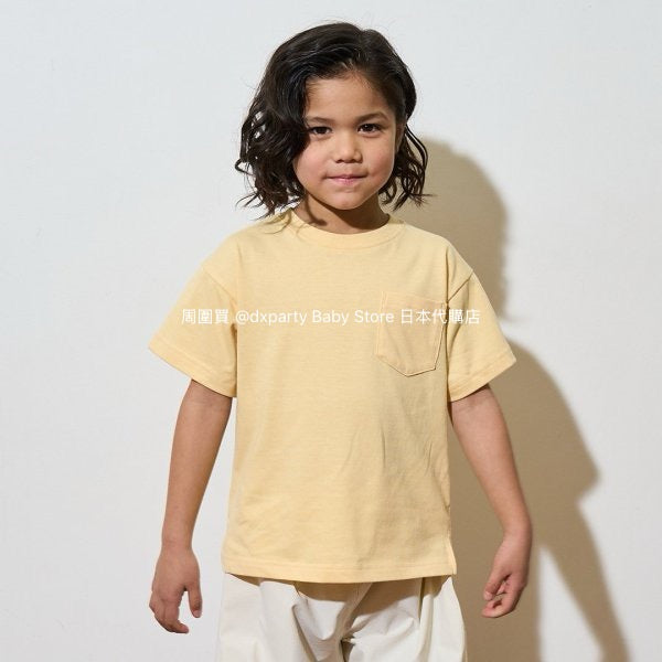 Japanese children's clothing b・R# water-absorbing quick-drying series touch cool solid color pocket short-sleeved top 100-150cm boys/girls spring and summer TOPS
