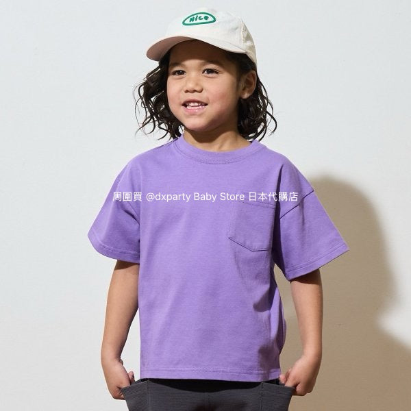 Japanese children's clothing b・R# water-absorbing quick-drying series touch cool solid color pocket short-sleeved top 100-150cm boys/girls spring and summer TOPS