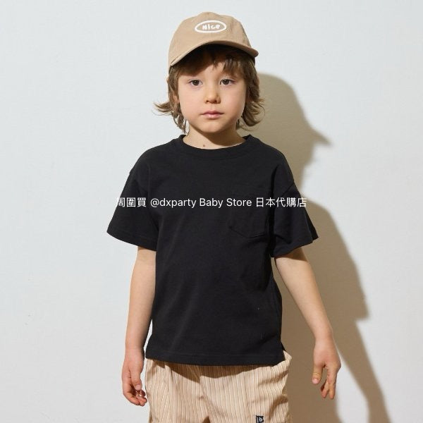 Japanese children's clothing b・R# water-absorbing quick-drying series touch cool solid color pocket short-sleeved top 100-150cm boys/girls spring and summer TOPS
