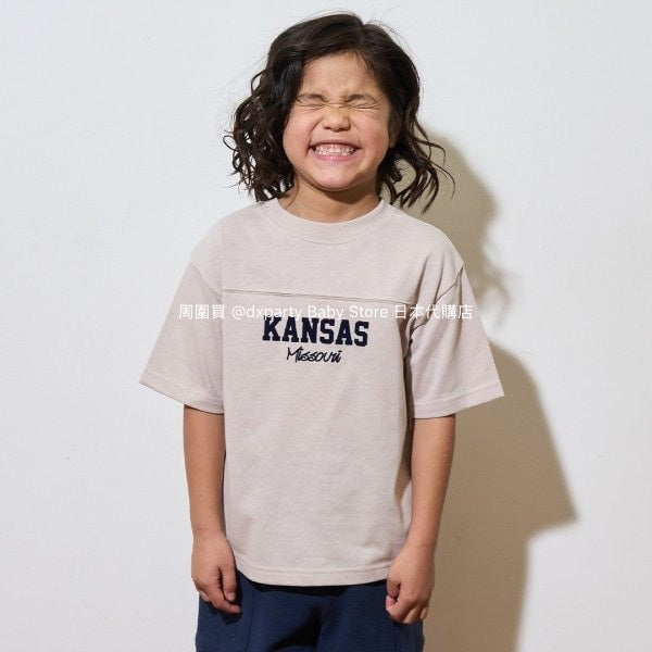 Japanese children's clothing b・R# 2Way two-piece quick-drying series cool contact letter short-sleeved top 100-150cm boys/girls spring and summer TOPS
