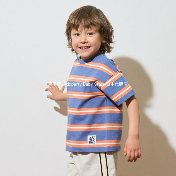 Japanese children's clothing b・R# striped short-sleeved top 100-150cm boys/girls spring and summer TOPS