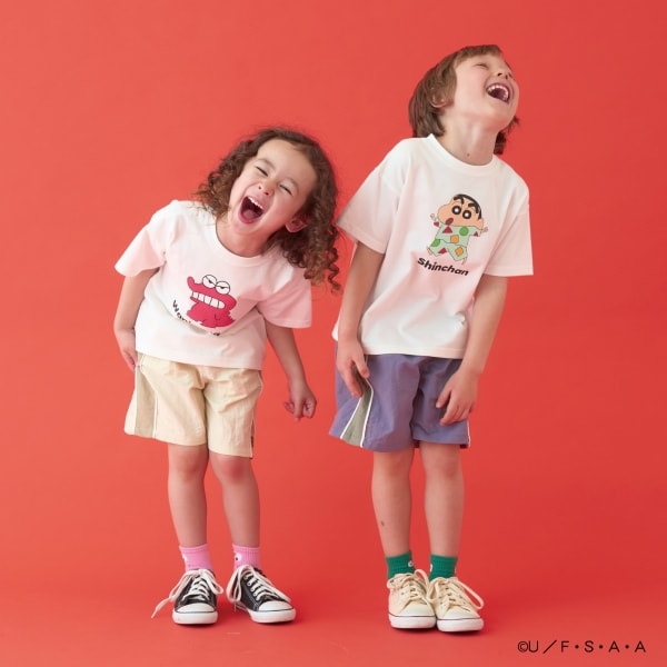 Japanese children's clothing b・R# x Crayon Shin-chan cool contact water-absorbing quick-drying series short-sleeved tops 100-140cm boys'/girls' summer TOPS